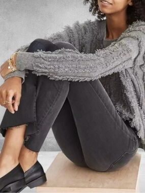 Madewell Heather Gray Knit Fringe Sweater